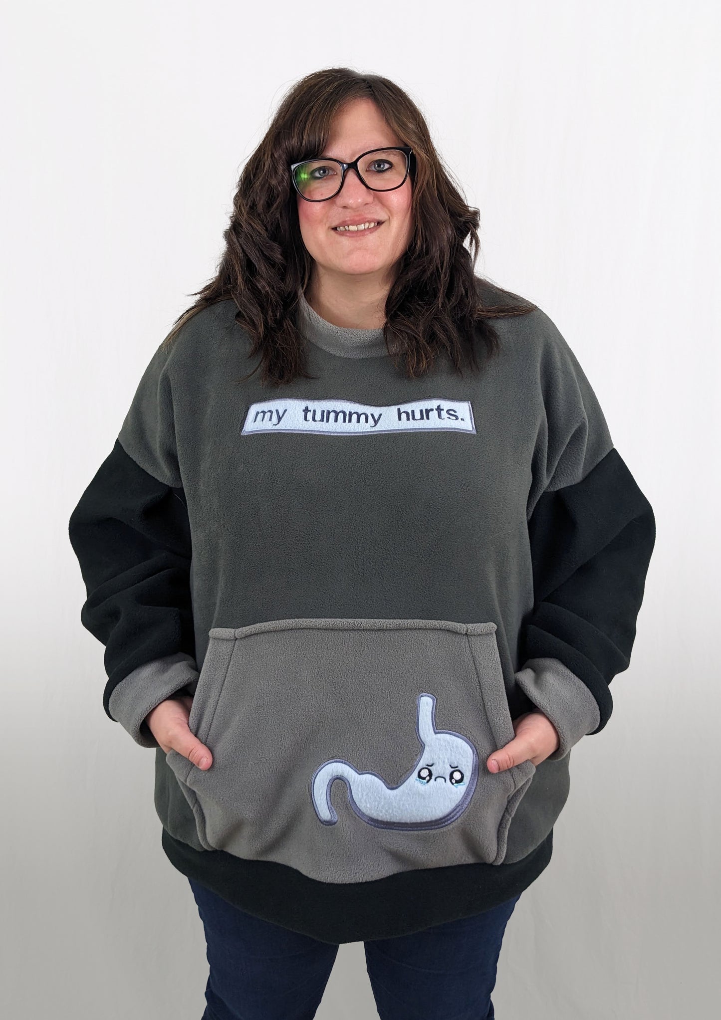 My Tummy Hurts Sweater in Grey