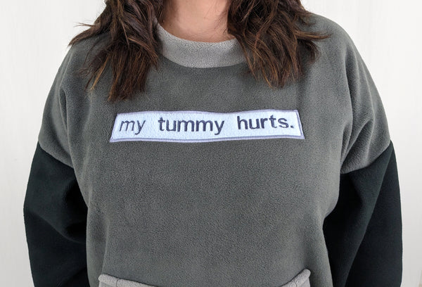 My Tummy Hurts Sweater in Grey